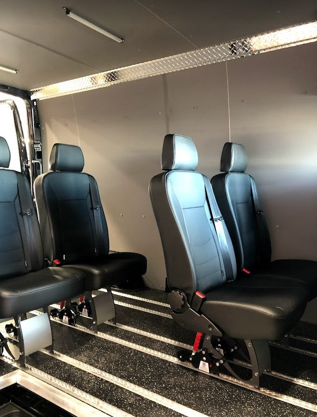 Sprinter Van Captains Chairs, Smartfloor and Smartseats in a crgo van
